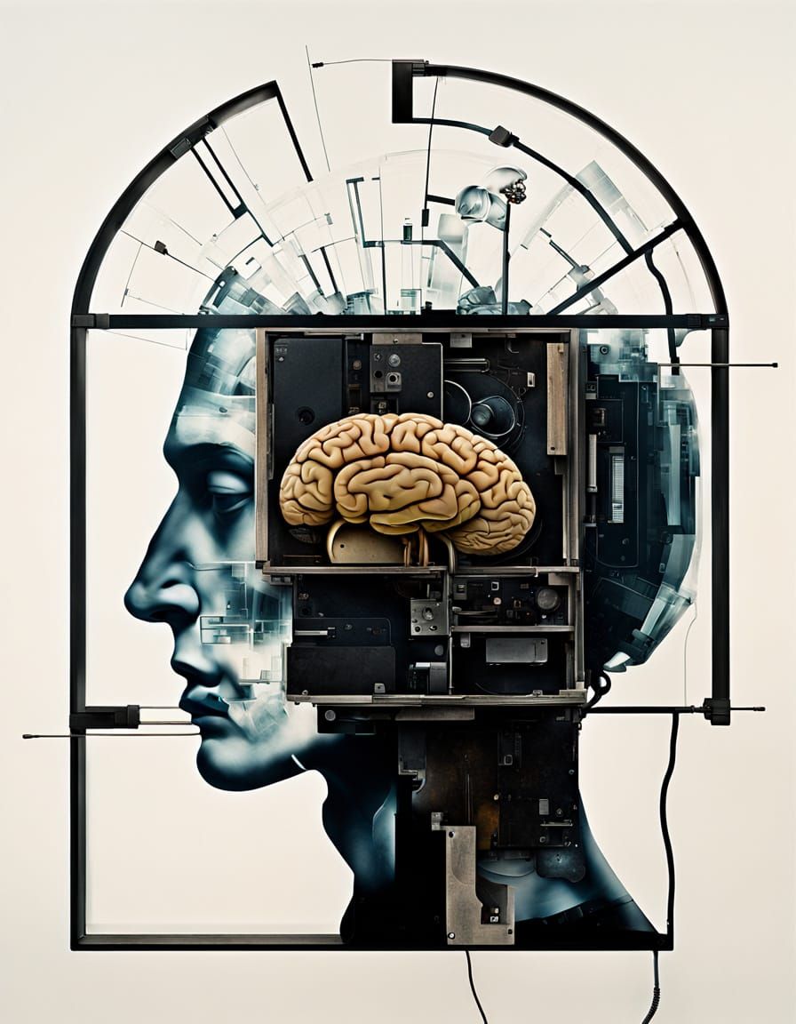 Brain Data Storage in Surreal Double Exposure