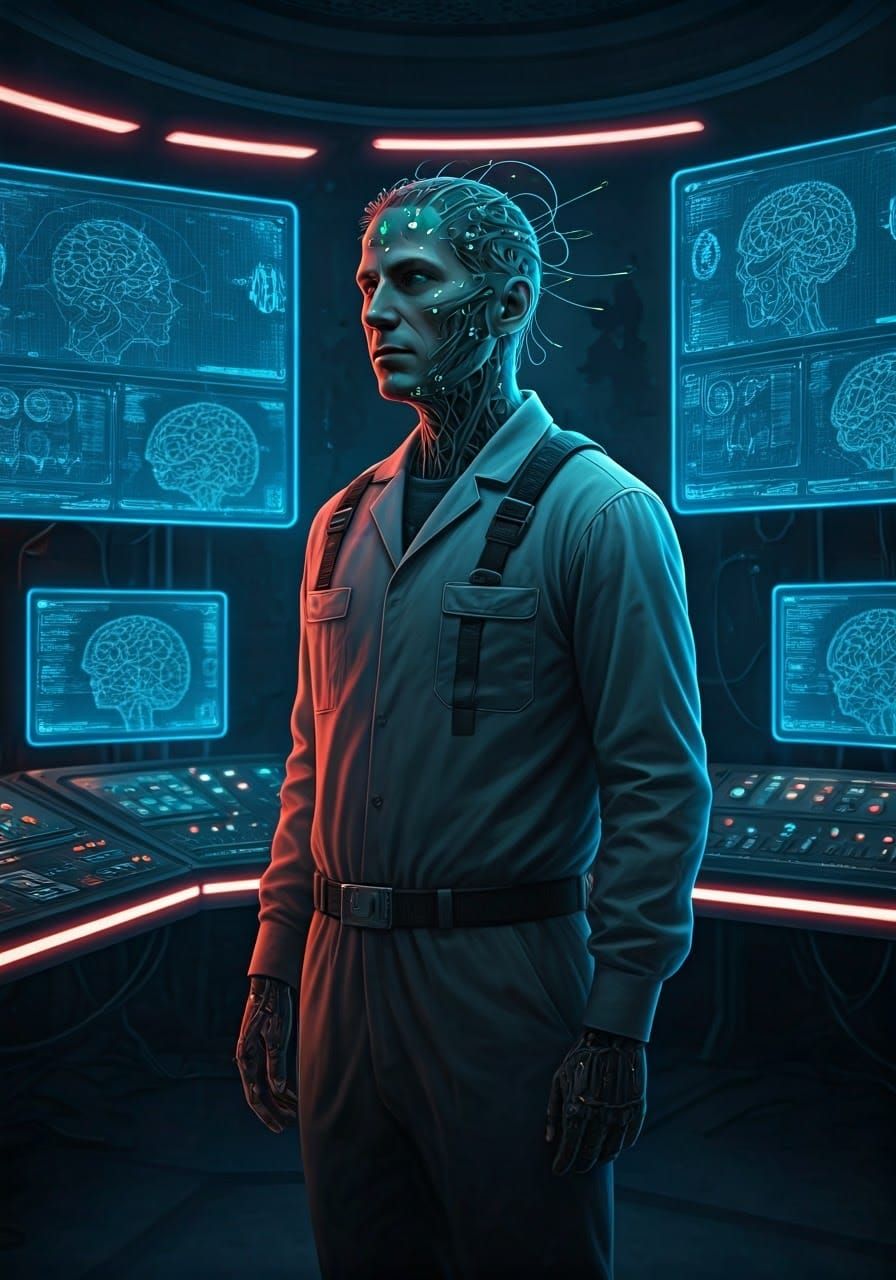 Cyberpunk Engineer in Futuristic Laboratory