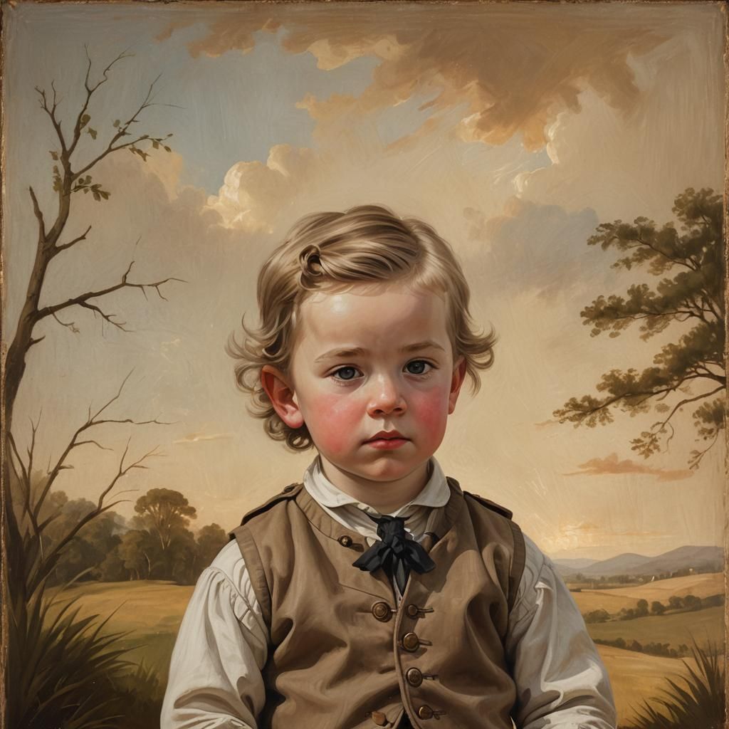 Colonial Portrait of Young Boy in 1779 Clothing