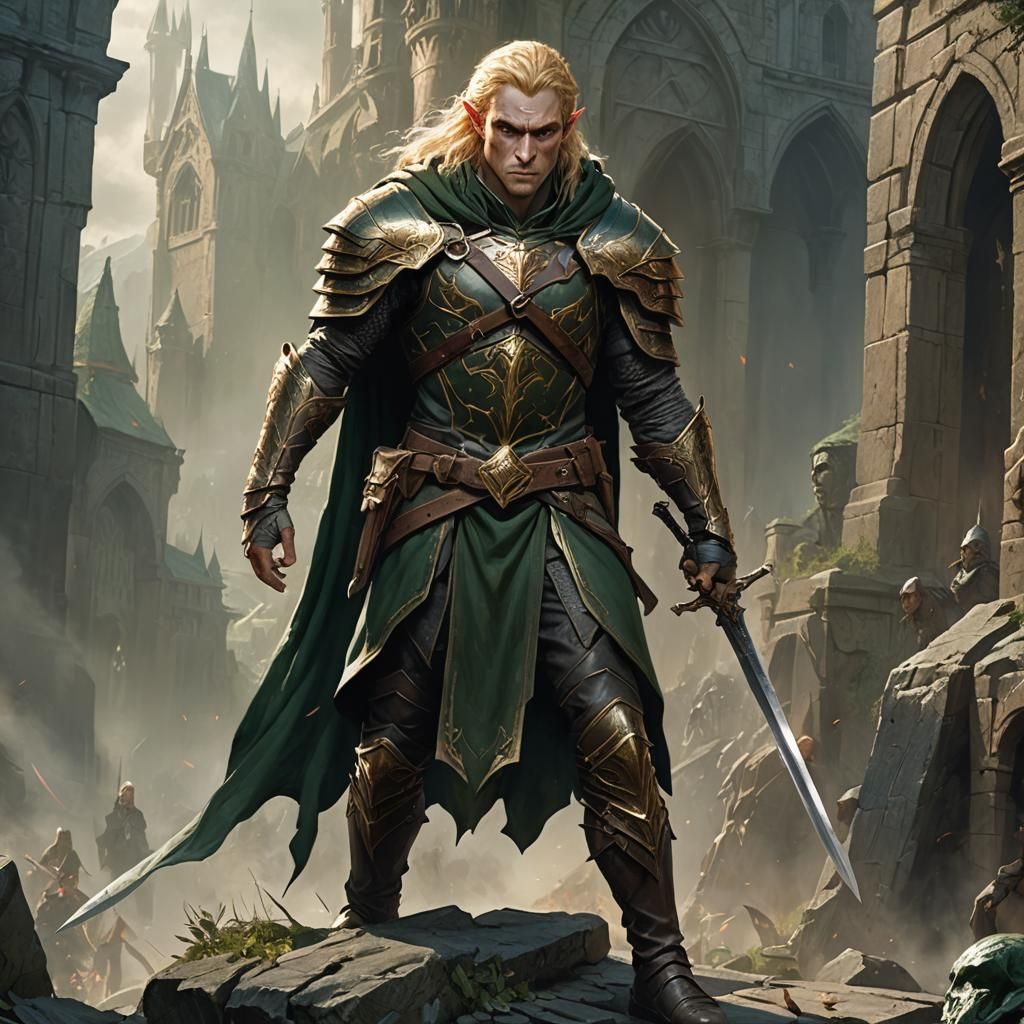 Elf Warrior Alarion Concept Art in Matte Painting Style