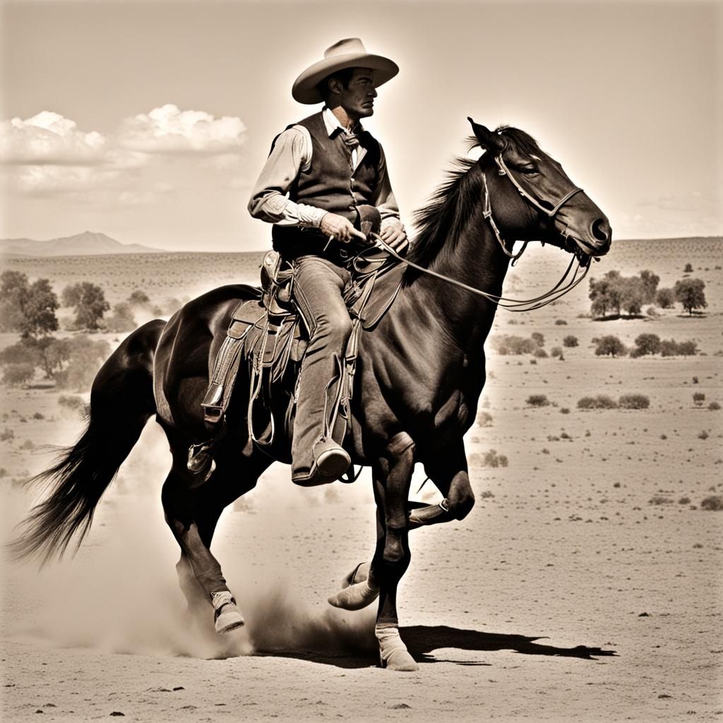 Cowboy on Horseback: Classic Western Scene