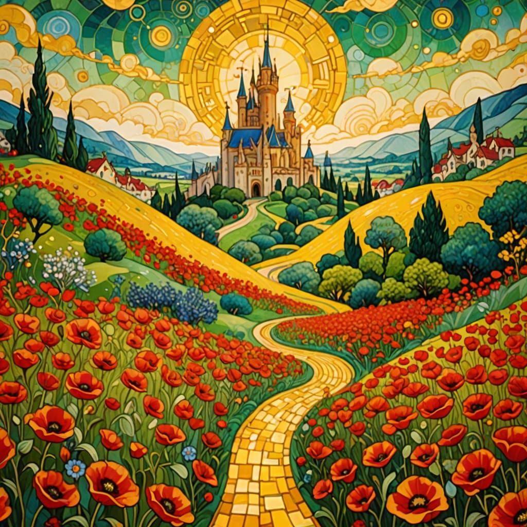 Yellow Brick Road to Oz in Klimt Style