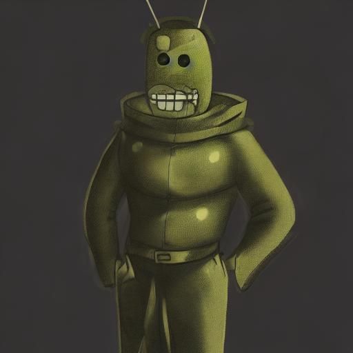 Pickle-Suited Man: Cel-Shaded Anime Art