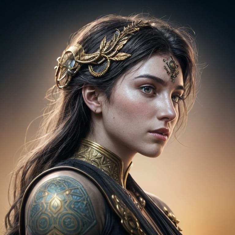 Elegant Redwood Stallion Portrait in Triadic Colors