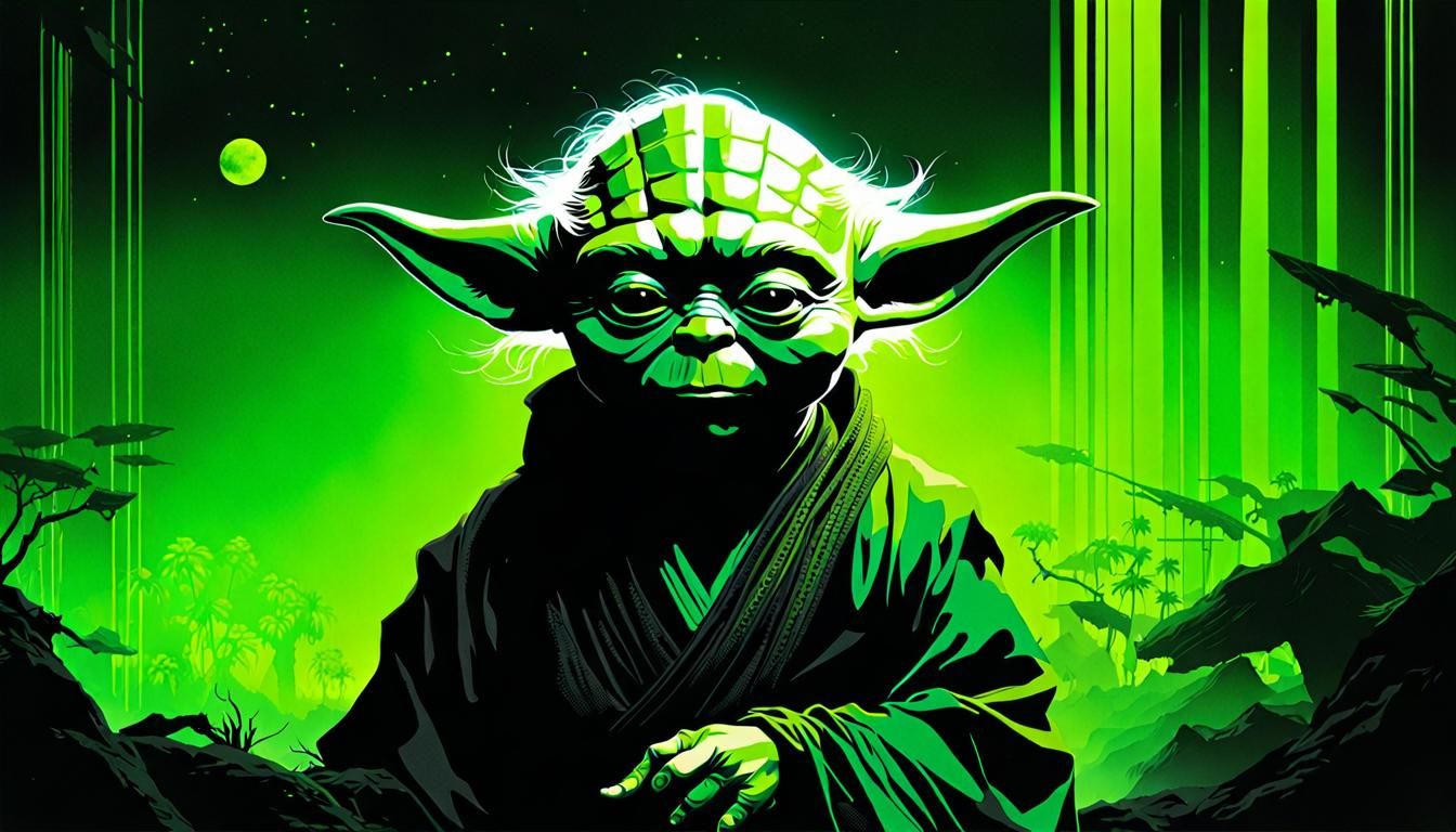 Dark Fantasy Yoda Cover Illustration in 16k