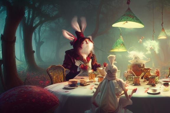 Alice in Wonderland Mad Tea Party, Art Nouveau Style