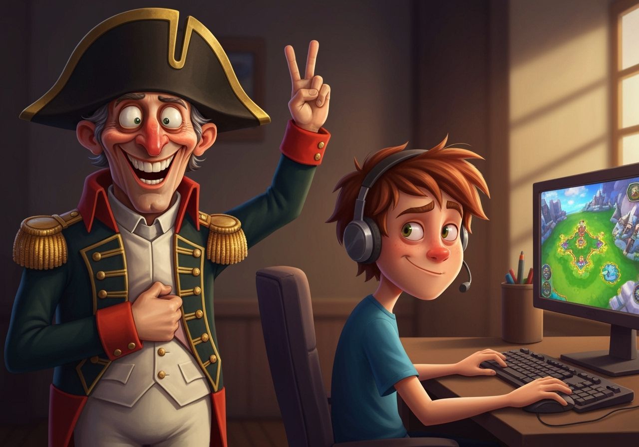 Napoleon and Teenager in Cartoon Style