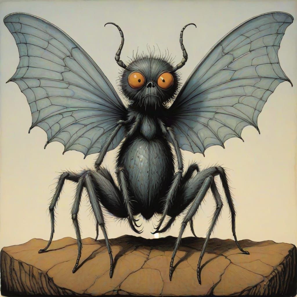 Spider-like Winged Fairy Creature in Gothic Puppetry Style