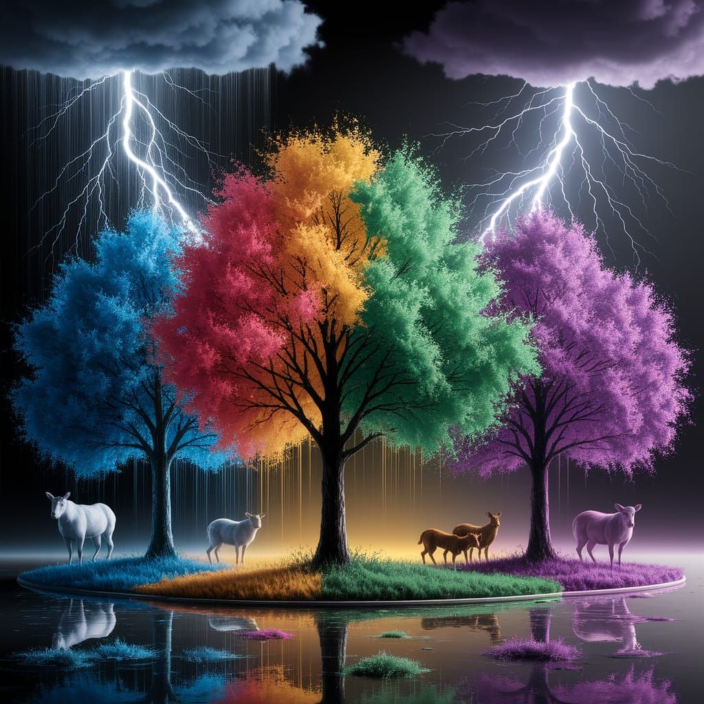 Animals in a Storm, Graffiti Art Style