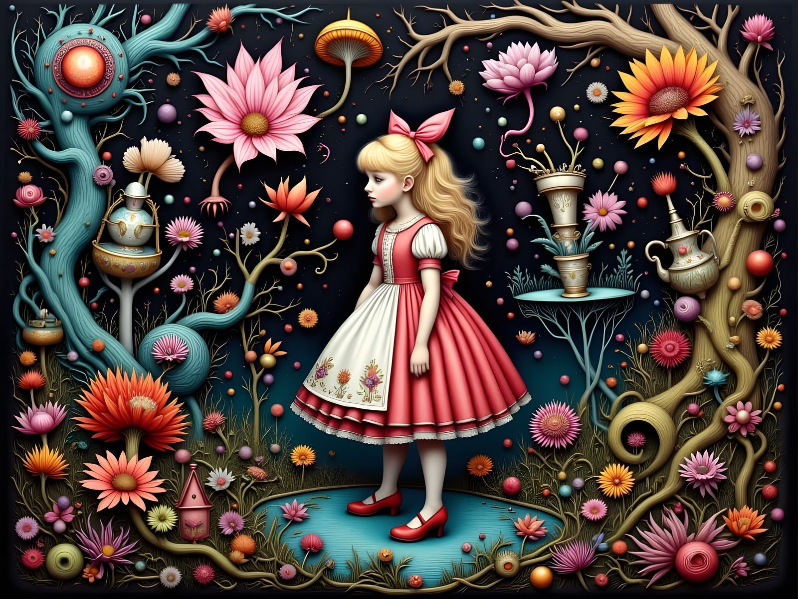 Surreal Alice in Wonderland Syndrome Oil Painting