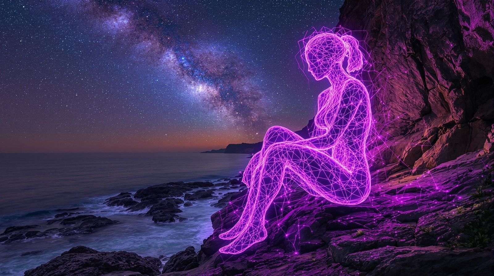 Celestial Goddess Embodied in Violet Energy