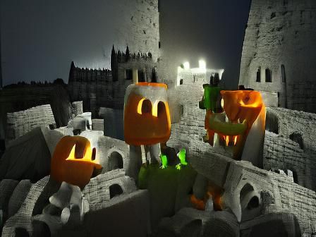 Jack O'Lantern Monsters Guarding Dark Castle