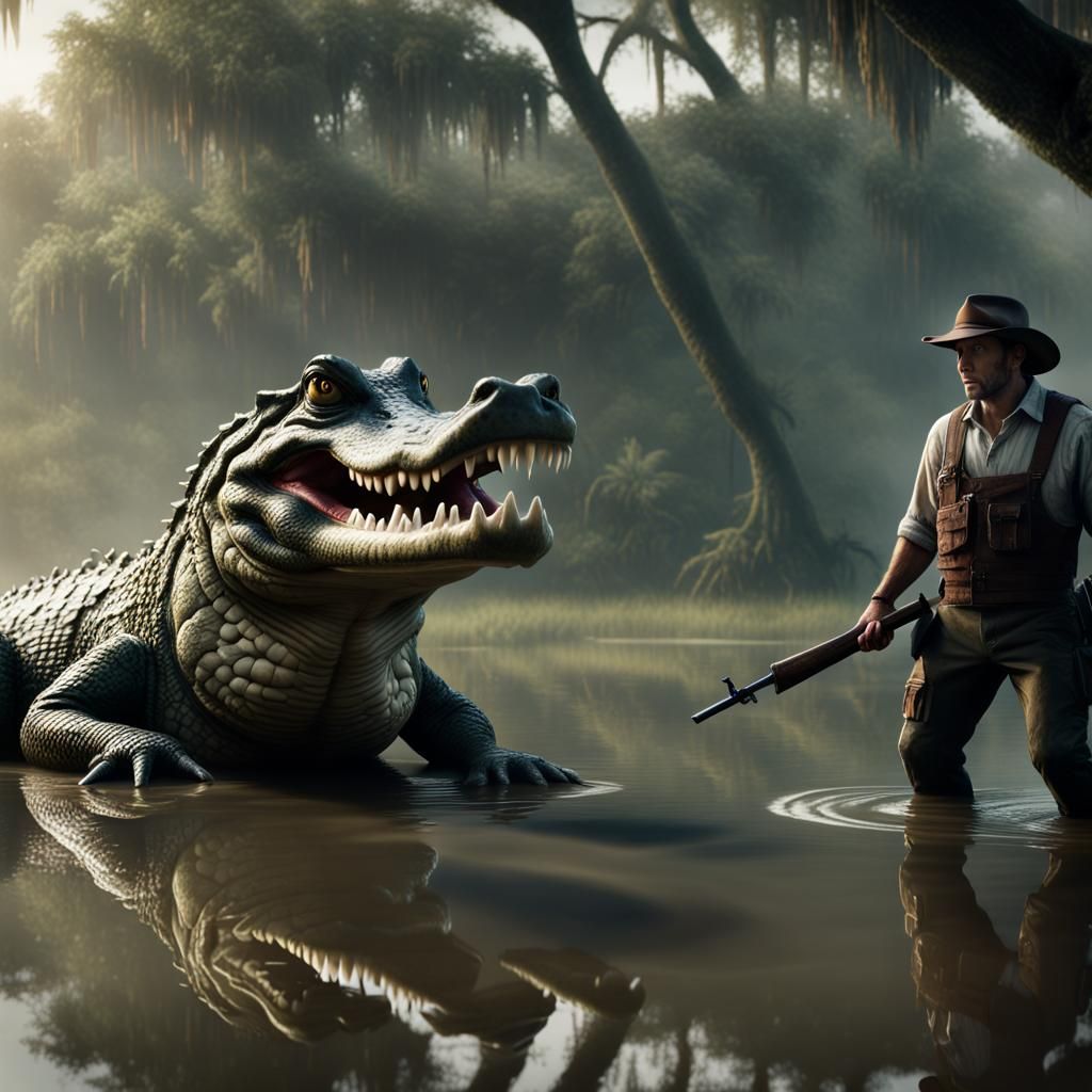 Crocman and Crocodiles Hunting in the Bayou