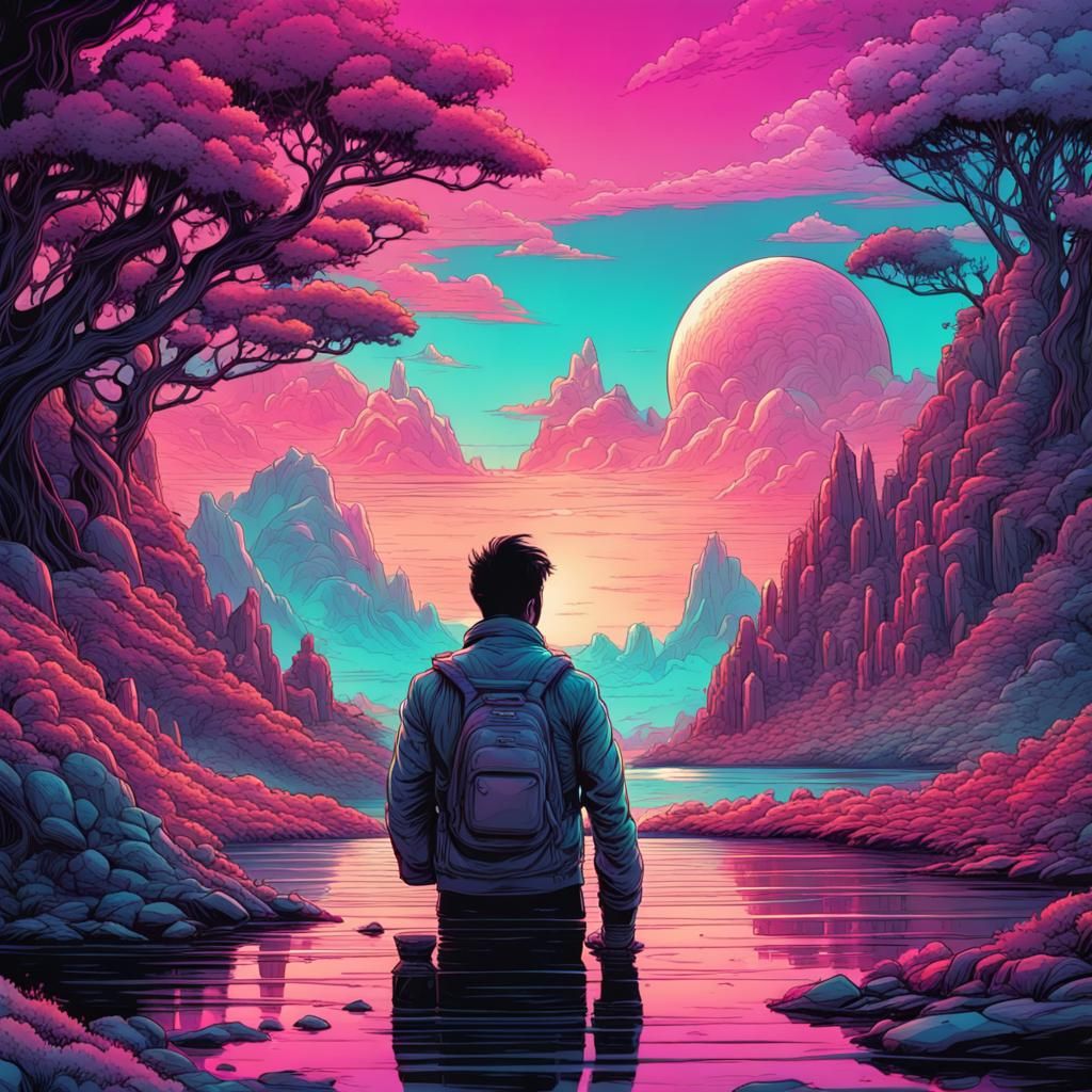 Surreal Dreamscapes in Digital Comic Art Style