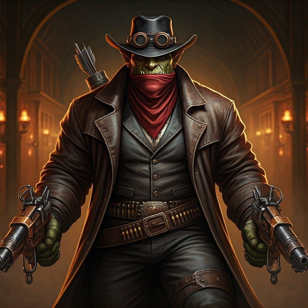 Orc Rogue in Wild West Saloon, Frazetta-Inspired