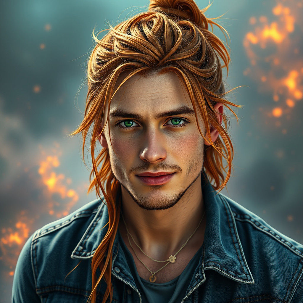 Auburn-Haired Man in Dreamlike Fantasy Concept Art