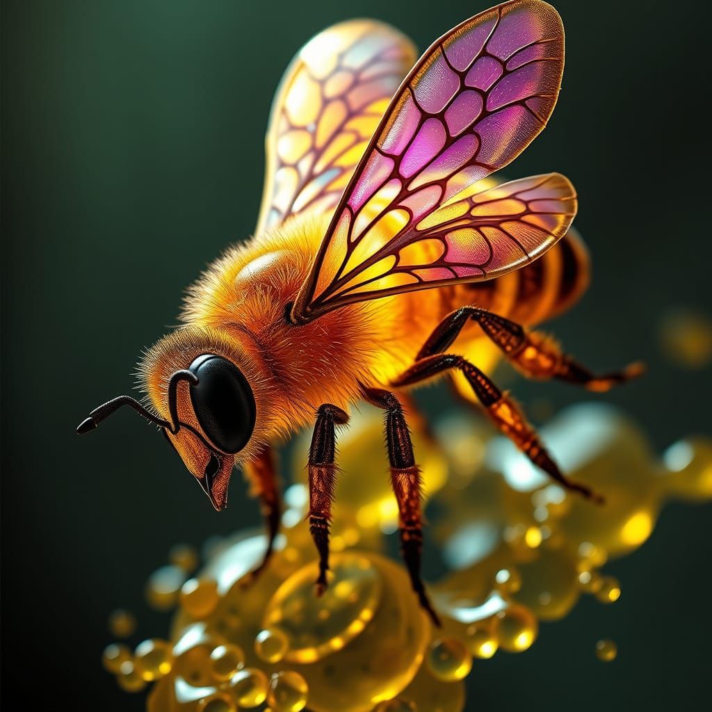 Golden Honey Bee in Luminous Art Nouveau Style