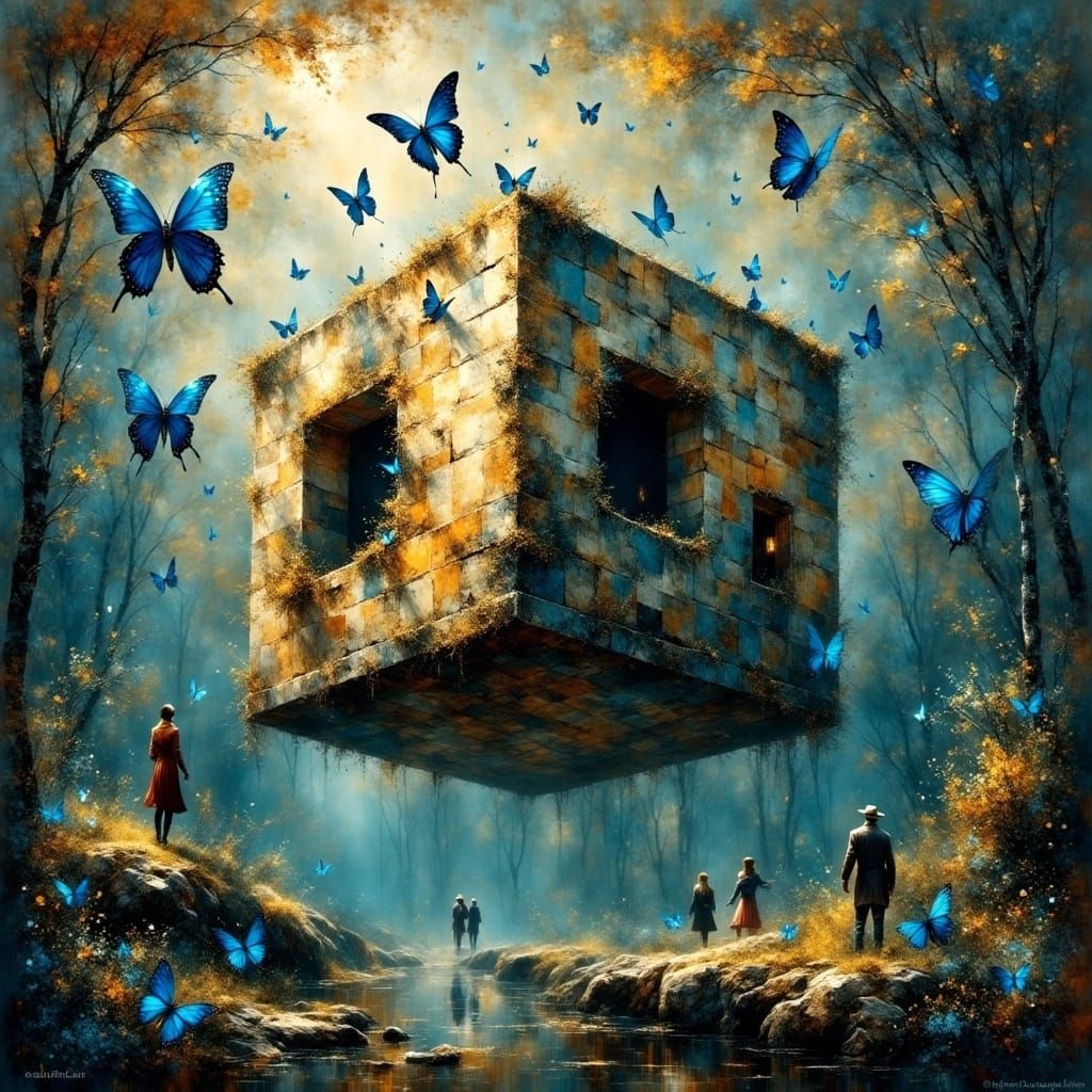 A Cuboid Entity Roams a Dreamlike Forest in a Volumetric Mix...