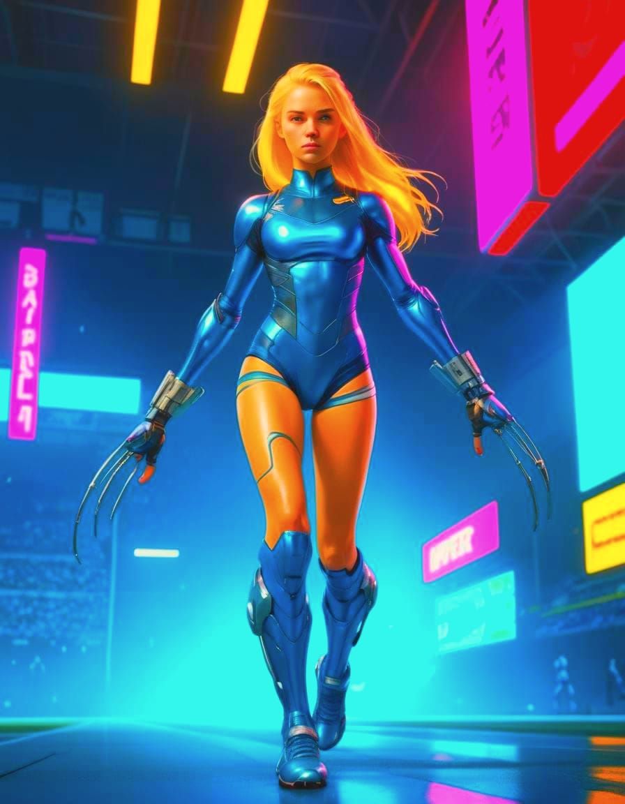 Athletic Teen with Prosthetic Hooks in a Vibrant Stadium