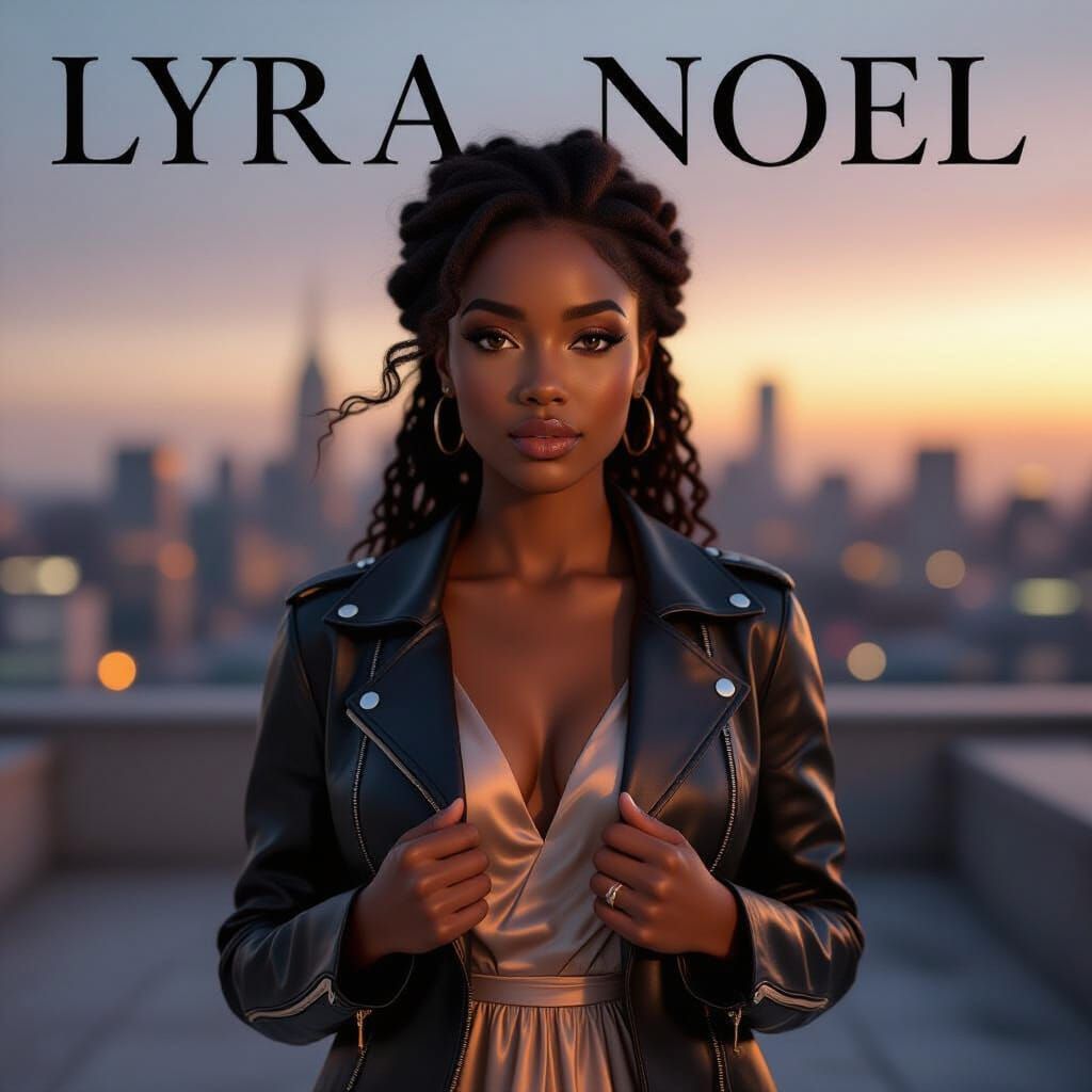 Lyra Noel: R&B Album Cover with Rooftop Portrait