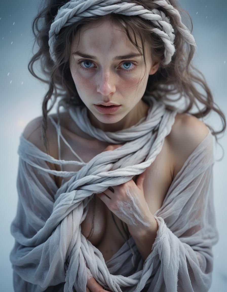 Dark Romanticism: Woman in Nightie with Ropes