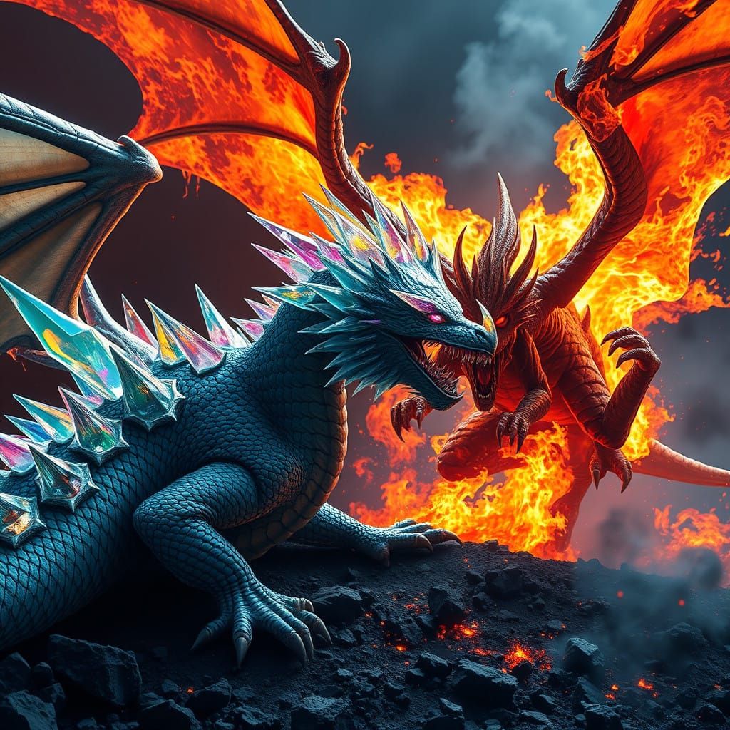 Glass Dragon Engages Fierce Battle with Flaming Demon in Epi...