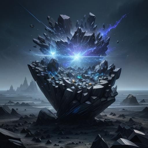 Glass Diamonds and Rocks in Sparkling Landscape