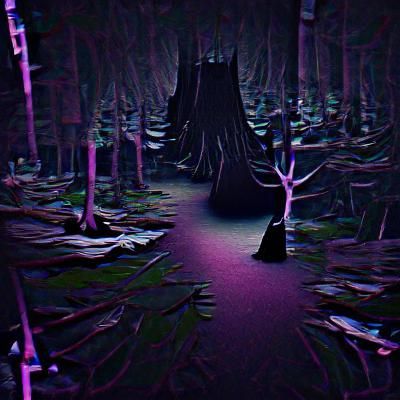 Dark Forest Scene Generated by AI