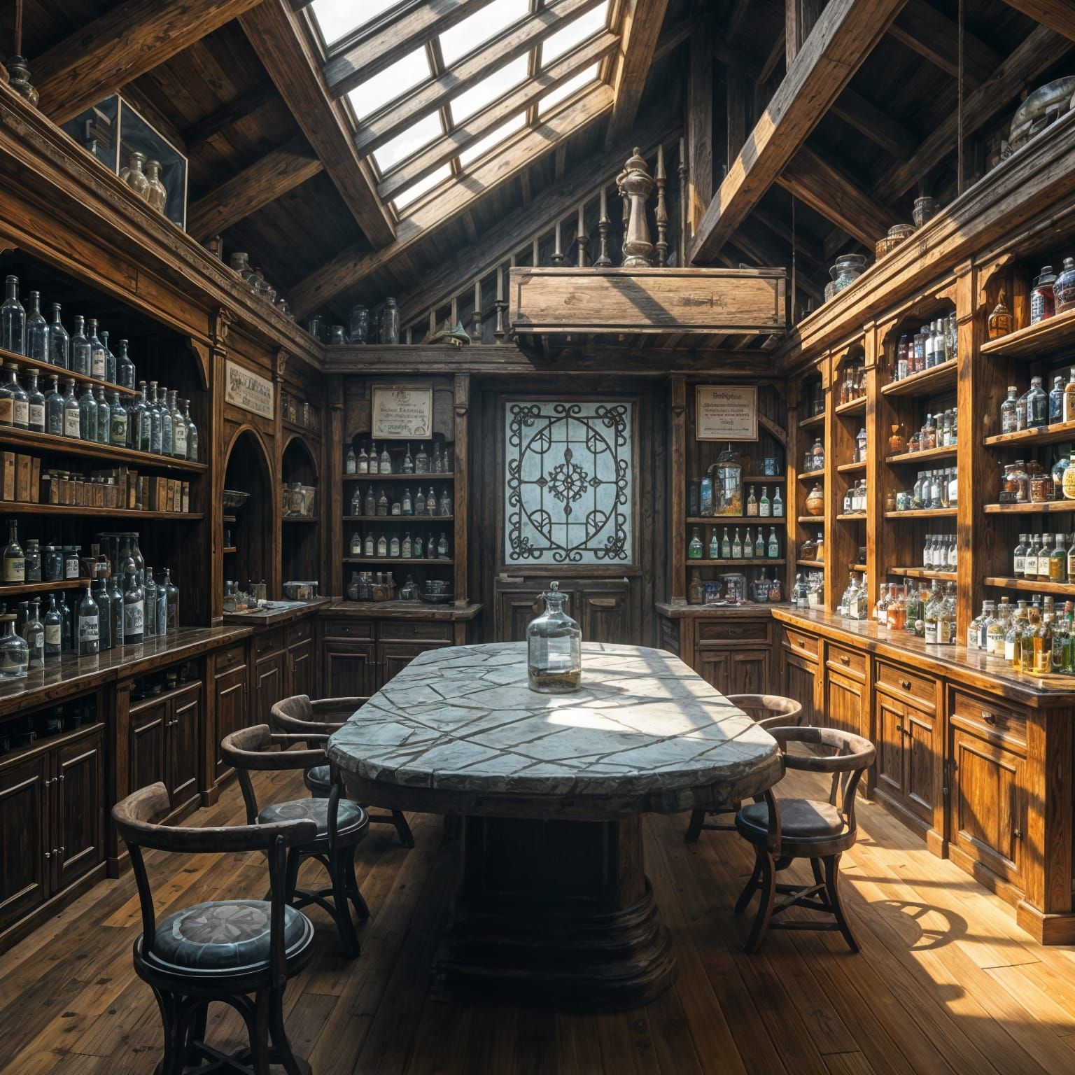 Fantasy Alchemist Shop with Hardwood Furniture