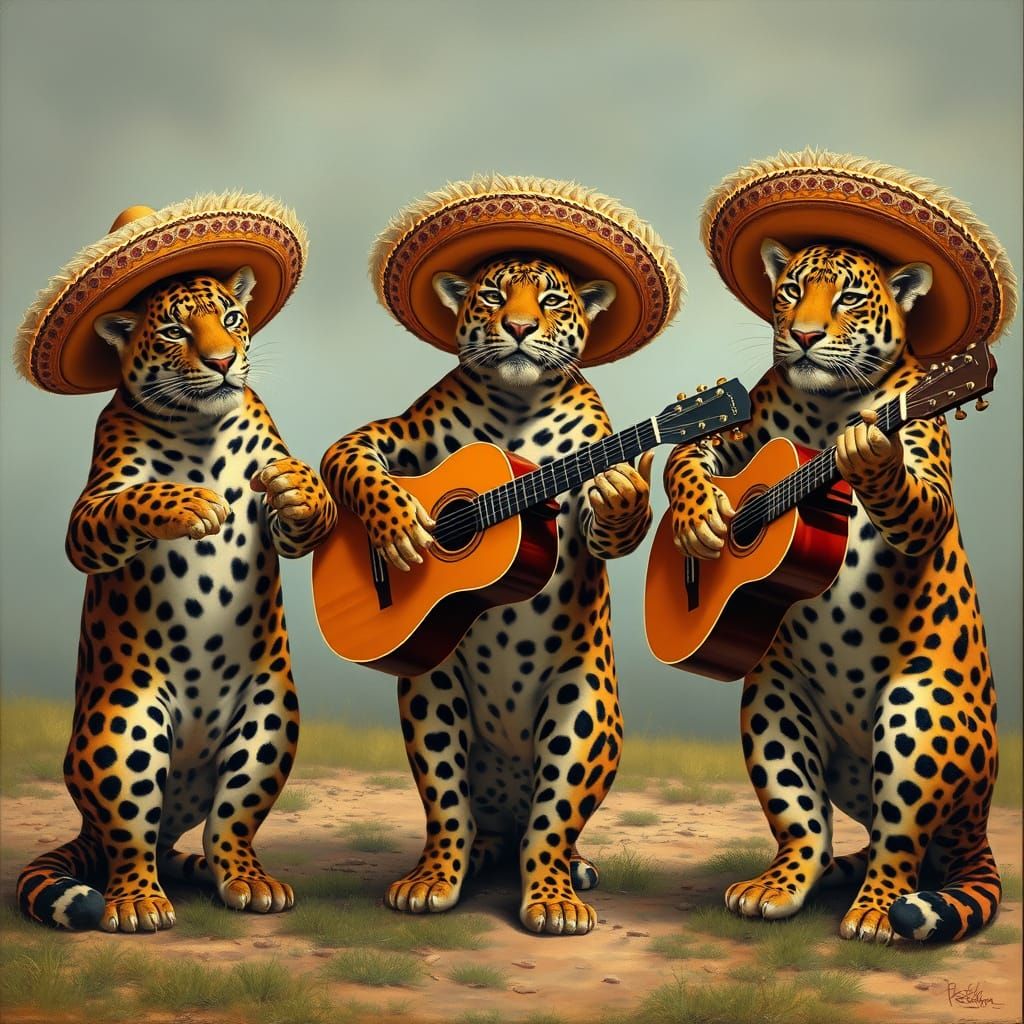 Jaguars in Sombreros: A Rockwell-esque Mariachi Band