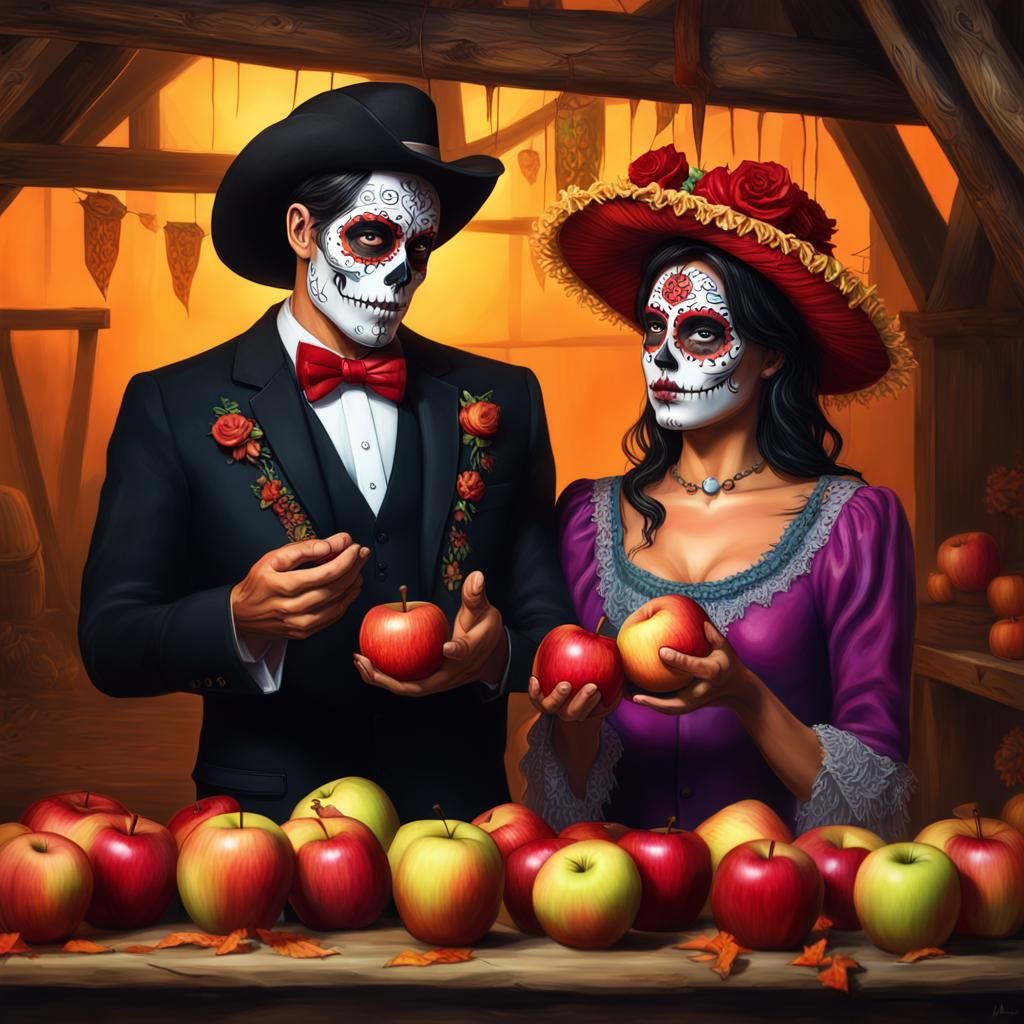 Day of the Dead Couple at Halloween Party