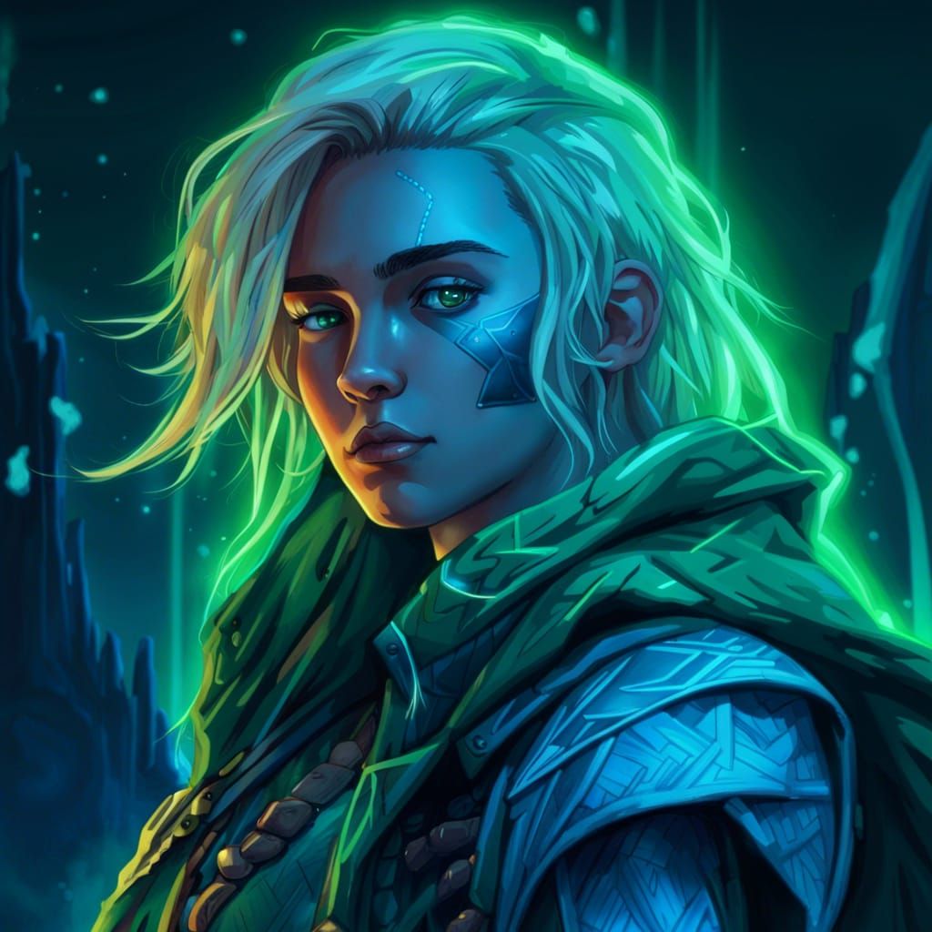 Cyberpunk Ranger Portrait with Neon Background