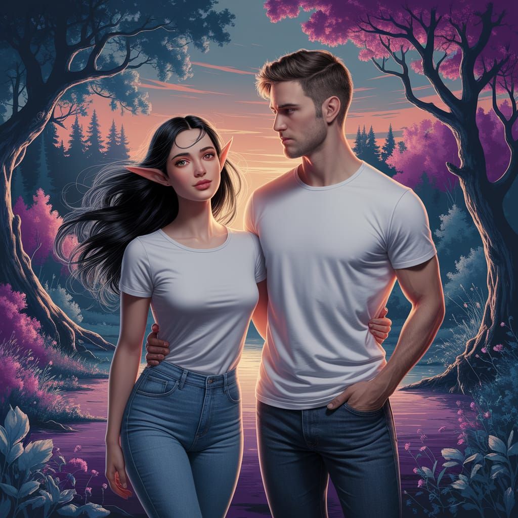 Ethereal Elf and Human Share a Magical Moment in Enchanted F...