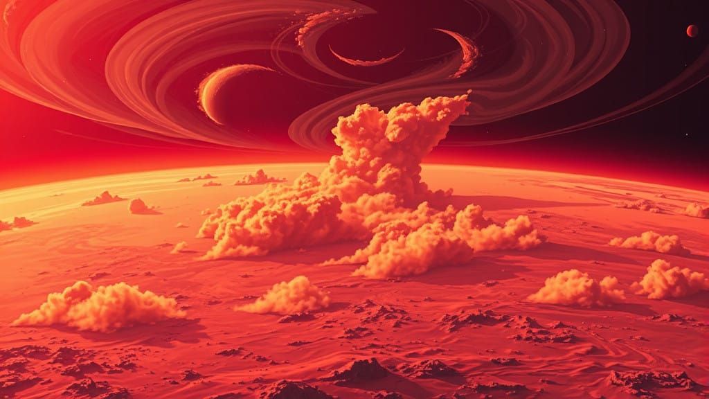 Martian Dust Storms in Vibrant, Swirling Patterns