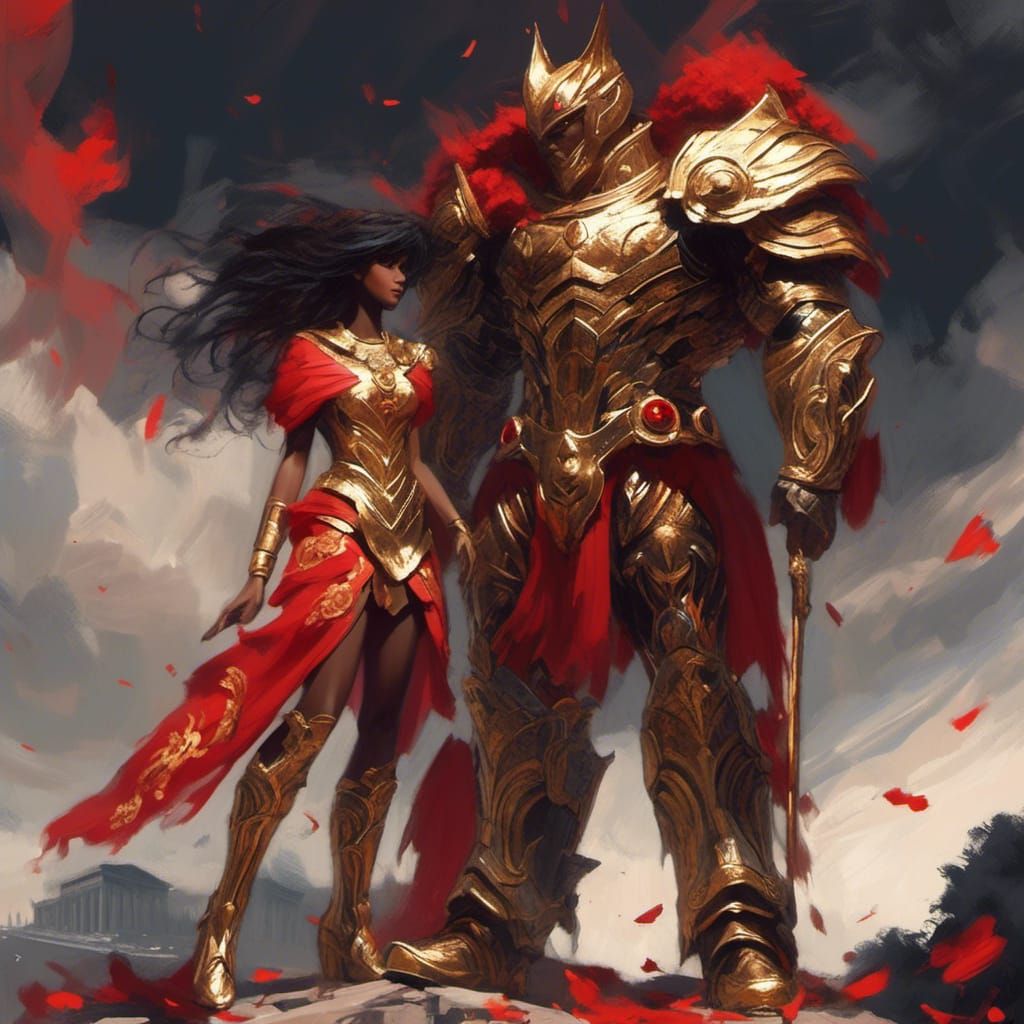 Athena and Ares in a Dramatic Confrontation