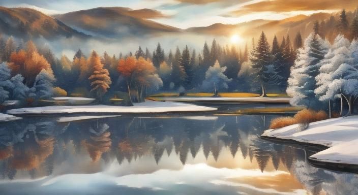 Dreamy Autumn Lake: A Surreal Landscape Painting