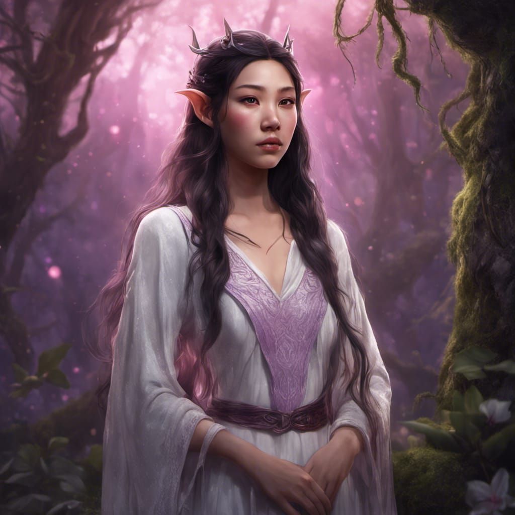 Asian Elf Portrait in Hyperrealistic Style