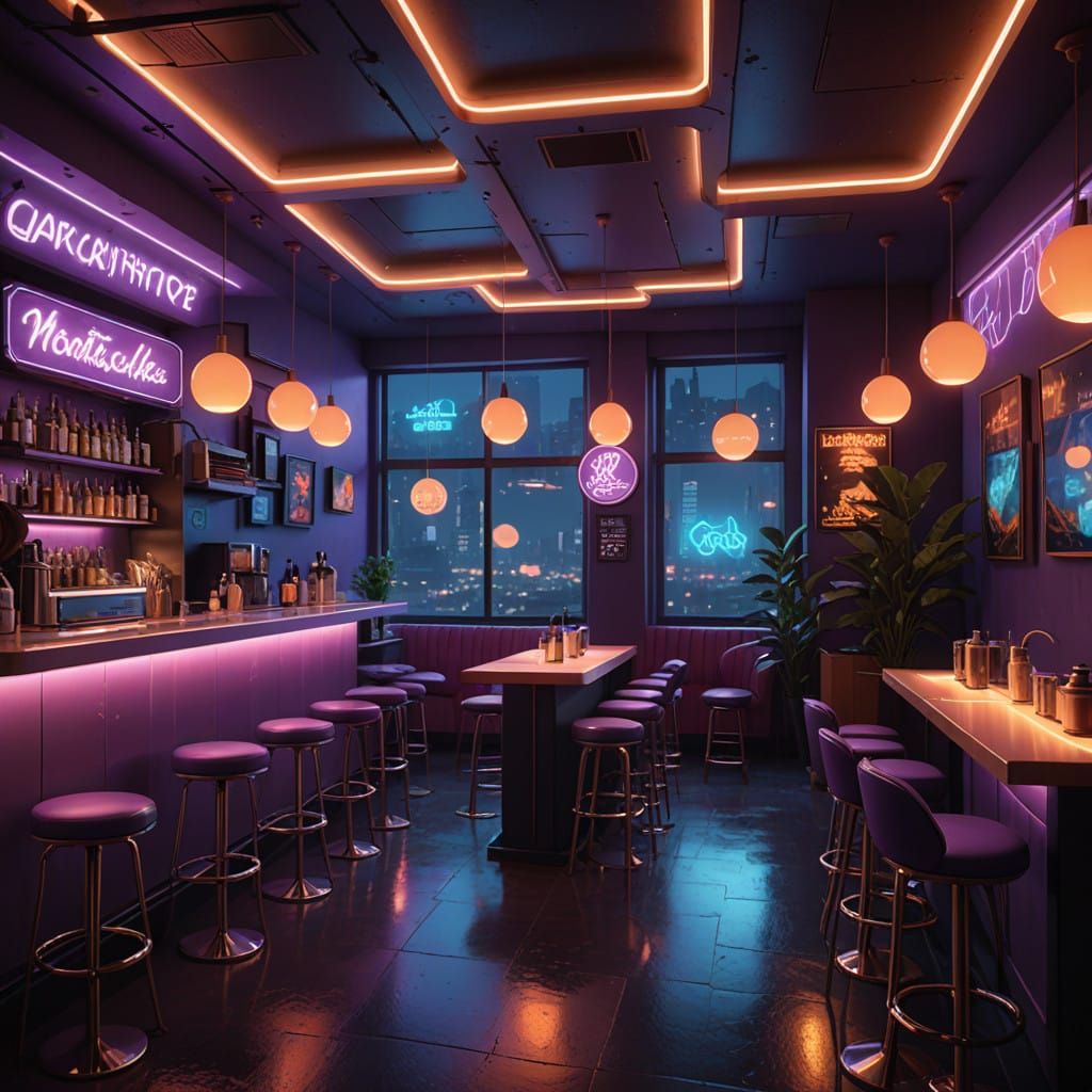 NightCafe's Futuristic Oasis in Warm, Inviting Hues