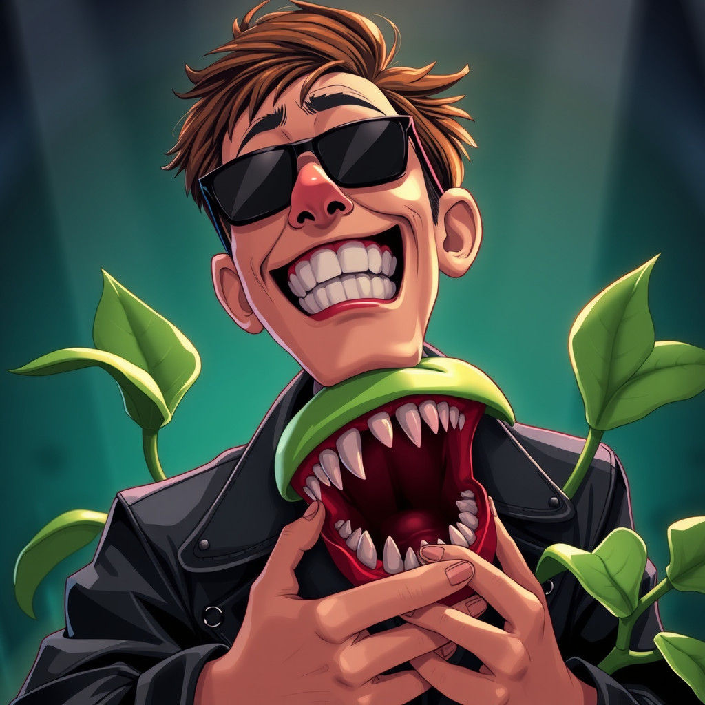 Dentist Devoured by Plant in Vibrant Anime Style