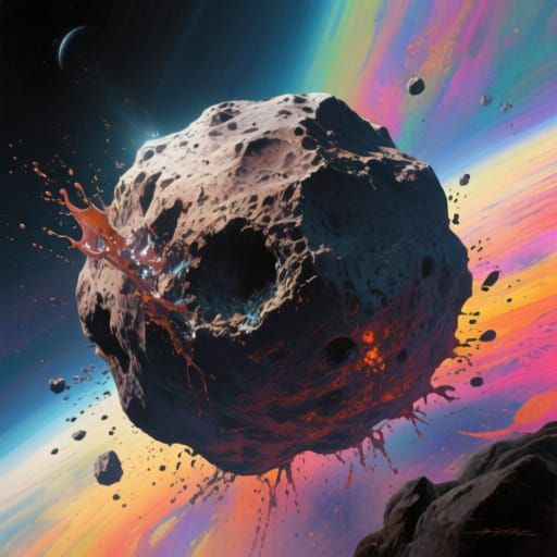 Lost Asteroid in Deep Space: Hyperrealistic Art