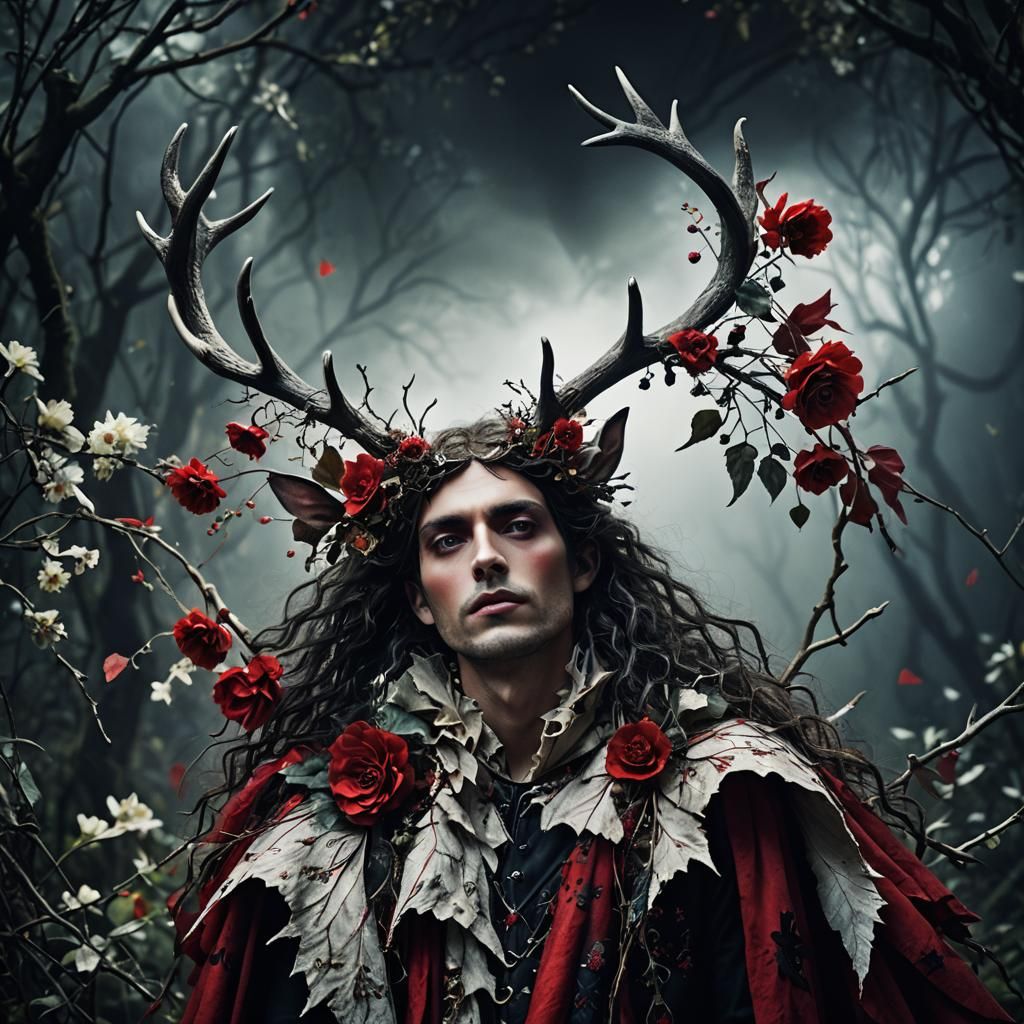 Tim Burton-inspired "Composed" fashion photograph of a fairy...