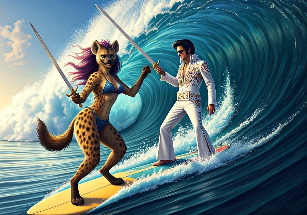 Surfing She-Hyena Battles Elvis in Epic, High-Octane Joustin...