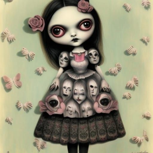 Gothic Girl with Doll: A Lowbrow Art Portrait