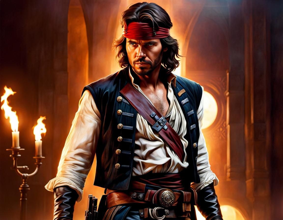 Han Solo as Jack Sparrow in Detailed Portrait