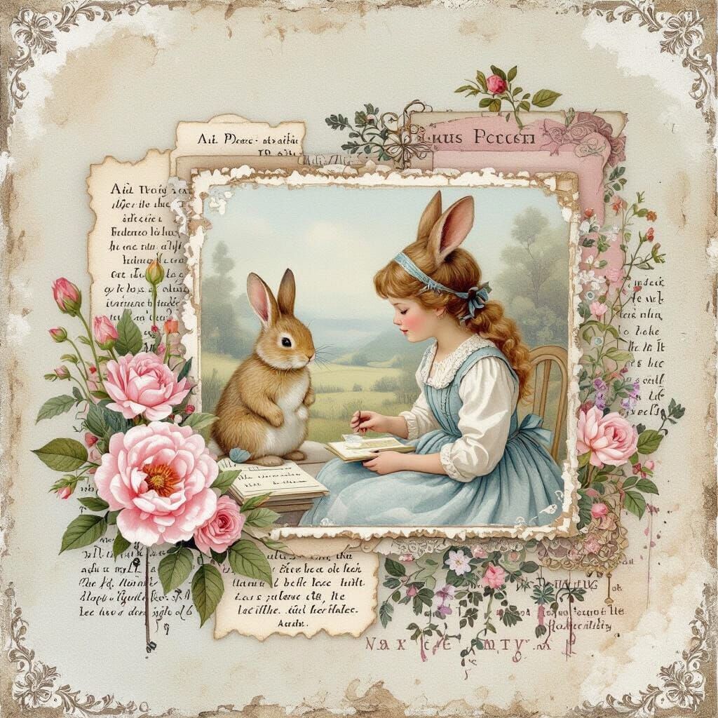 Pastel Vintage Scrapbooking in Watercolor Style