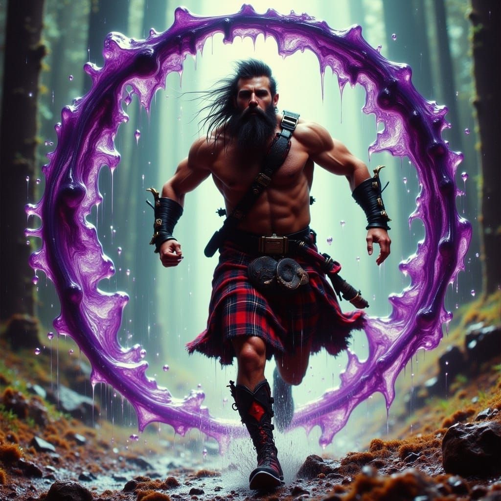 Scottish Warrior in Dreamlike Celtic Landscape