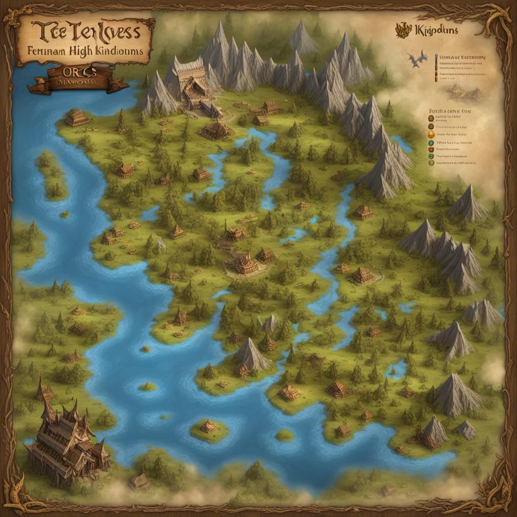 Fantasy Map of Kingdoms and Territories in 3D
