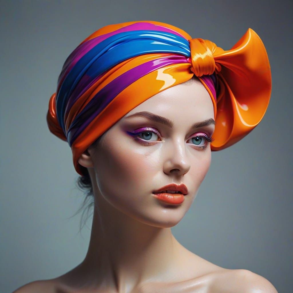 Glossy Abstract Shape with Bandanna in Vibrant Colors