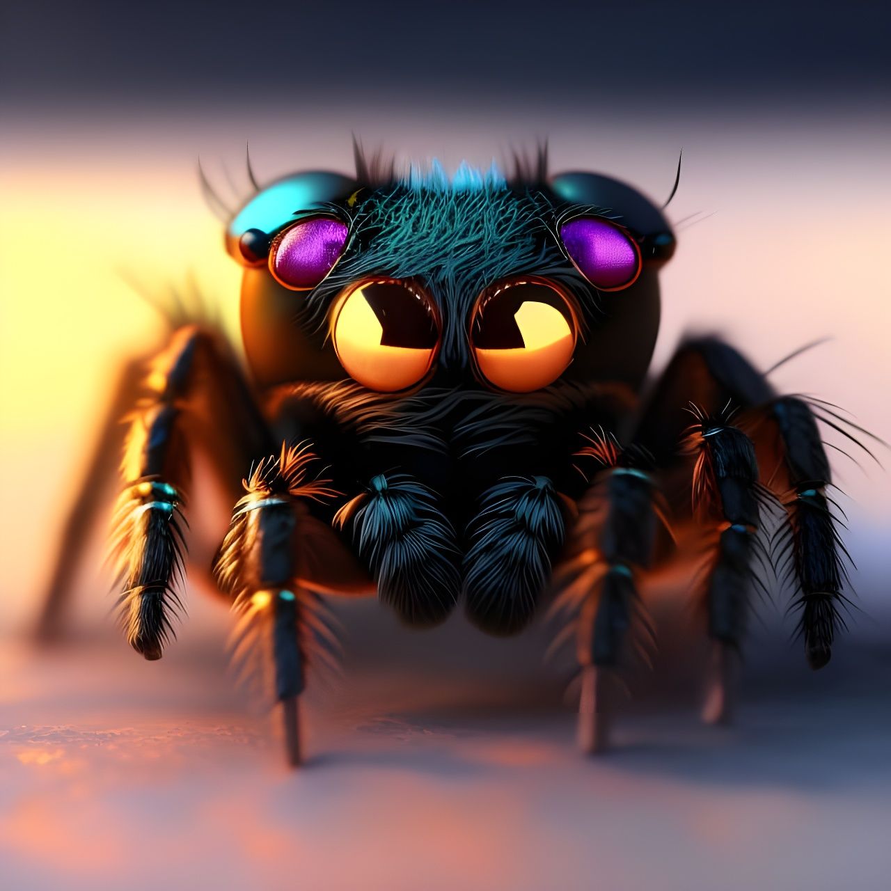 Macro-Shot of Polychromatic Cute Jumping Spider