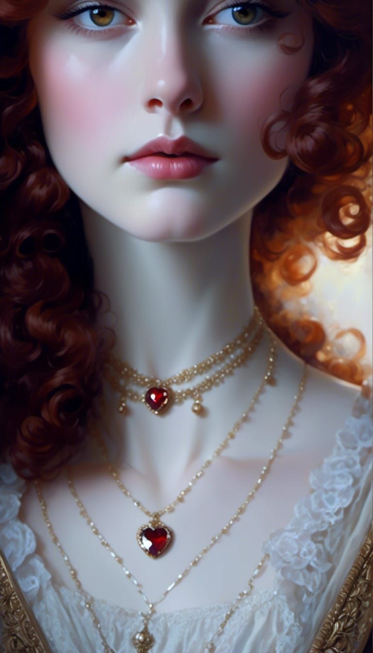 Victorian Queen with Red Hair in Dreamy Style
